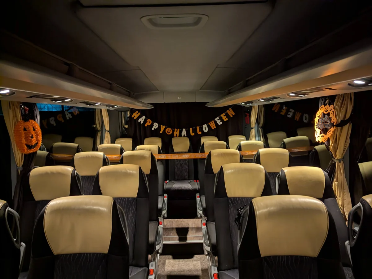 Inside the coach on a previous group journey